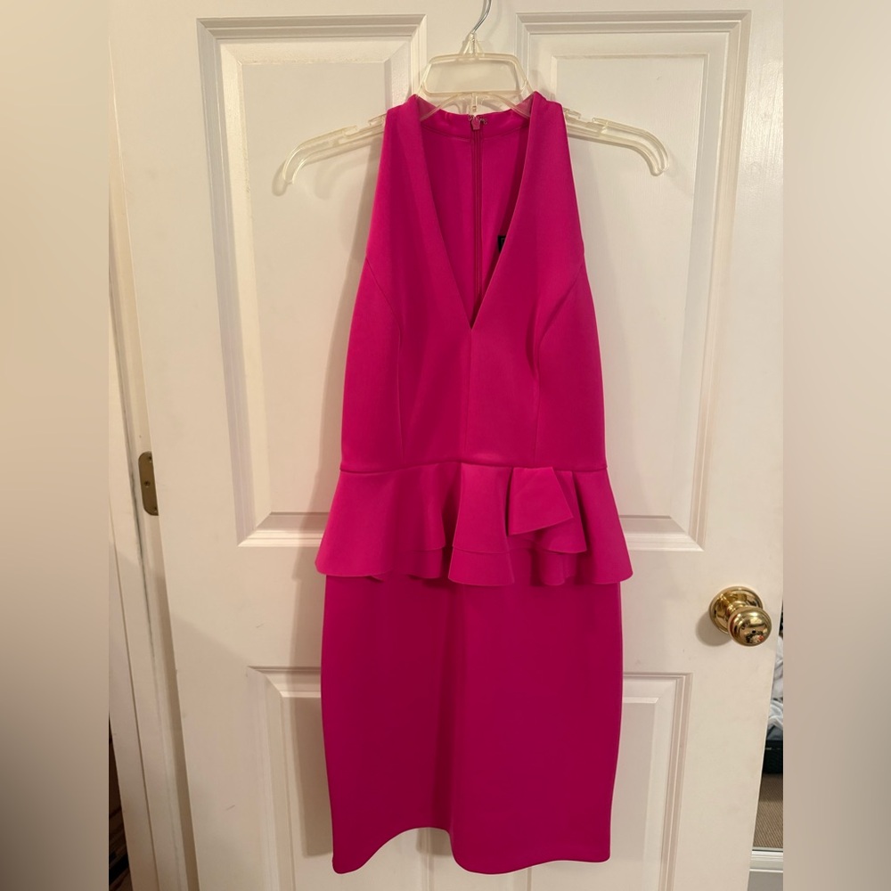 Jessica Howard Pink Asymmetrical Peplum Midi Dress- NEW with tags